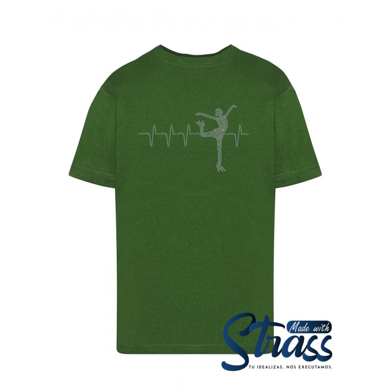T-Shirt Criança Patinadora Ritmo Cardiaco em Strass