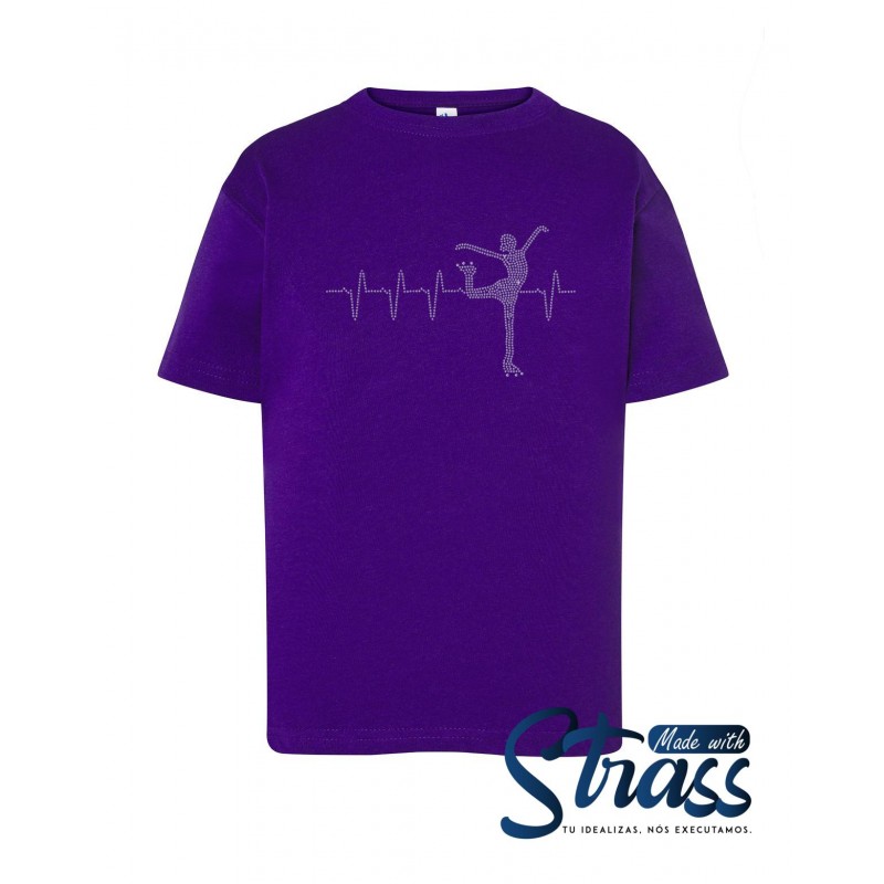T-Shirt Criança Patinadora Ritmo Cardiaco em Strass