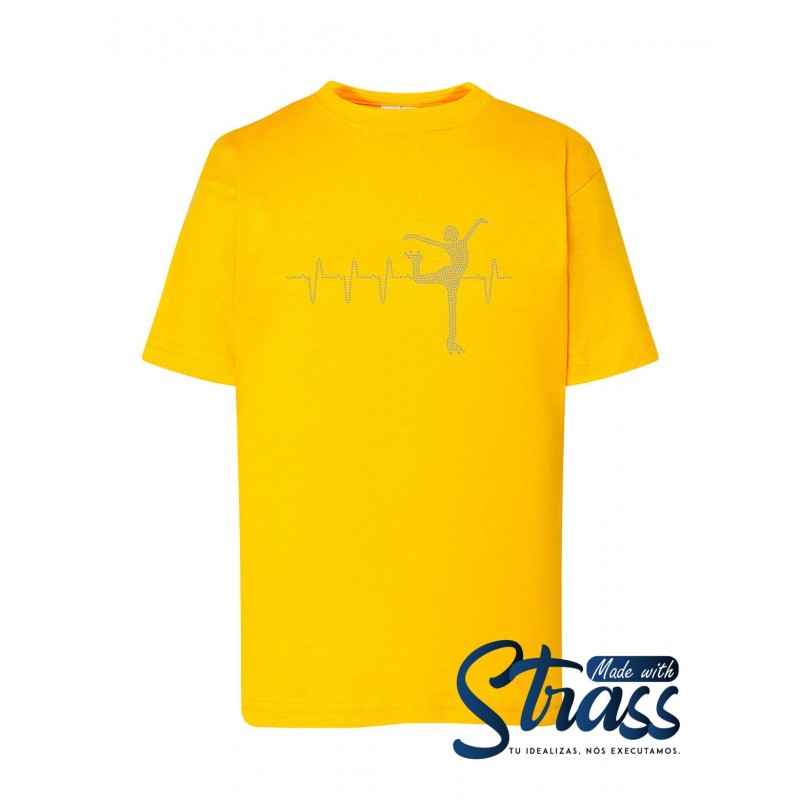 T-Shirt Criança Patinadora Ritmo Cardiaco em Strass