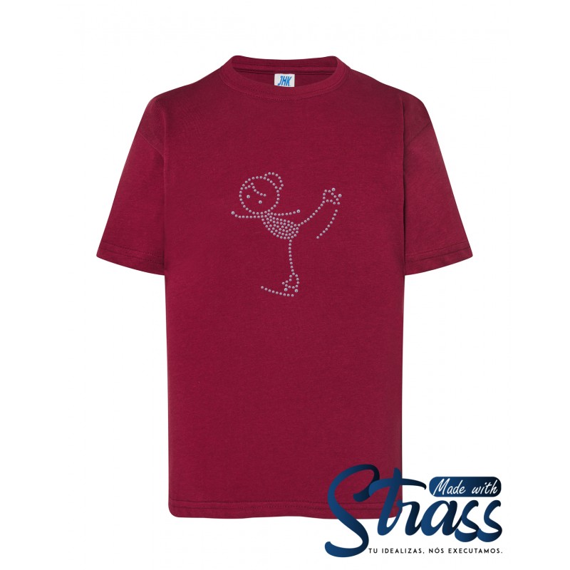 T-Shirt Criança Patinadora Ritmo Cardiaco em Strass