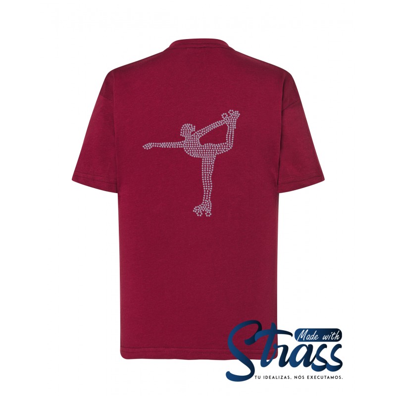 T-Shirt Criança Patinadora nas costas em Strass