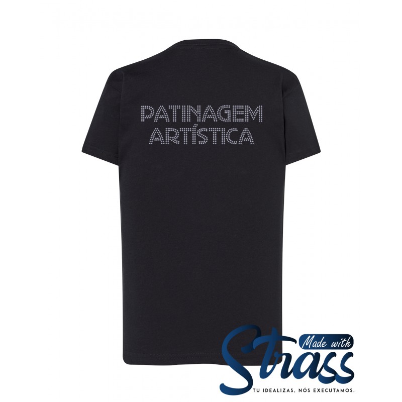 T-Shirt Criança Patinagem Artística nas costas em Strass